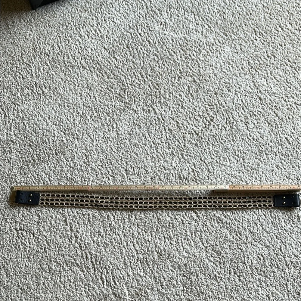 J Crew Jute & Leather Belt Sequin Accents Brass Hardware - Size MEDIUM
